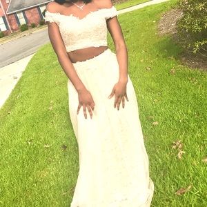 cream two piece dress